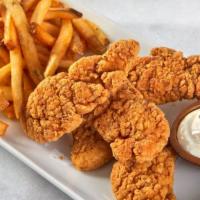 Rebel Chicken Tenders & Fries · 5 chicken tenders tossed in your choice of sauce with fries on the side