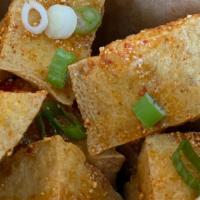 Spicy Tofu (Vegan) · 6 Fried tofu tossed with house made sauce that's a little spicy, sweet and sour all at the s...