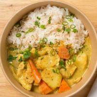 Cgk Yellow Curry (Popular Seller!) (V) · House Special Blend Coconut Curry with carrots & potatoes. A vegan friendly dish.  Only whit...