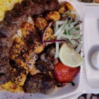 Darya Platter · Kofta kabob, chicken kabob, lamb or beef tenderloin.