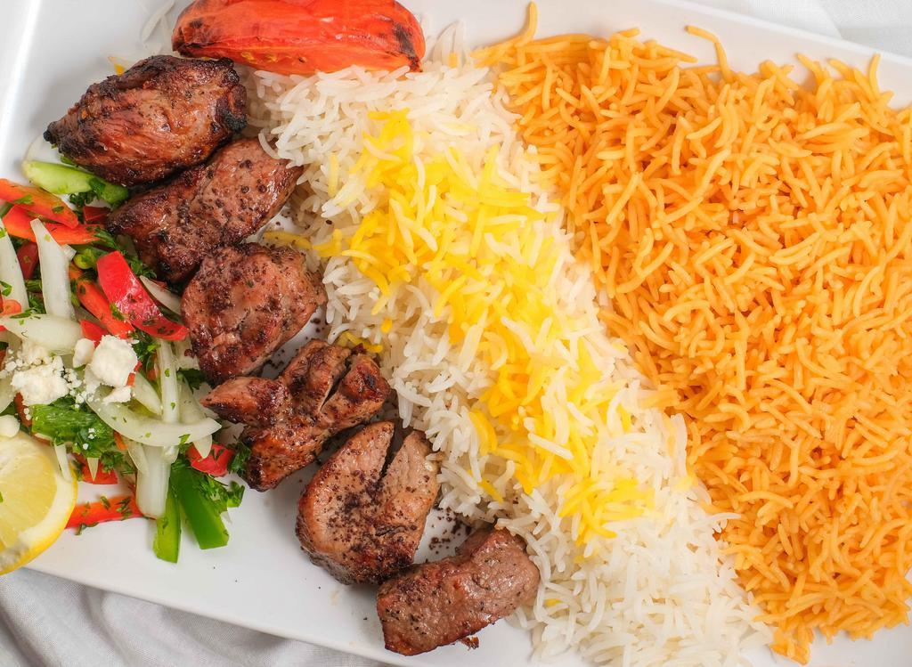 Lamb Kabob · Chunks of tender lamb, marinated in special herbs and spices, char-grilled.