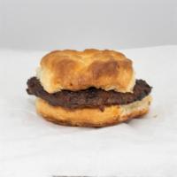 Sausage Biscuit · Add egg and cheese for an additional charge.