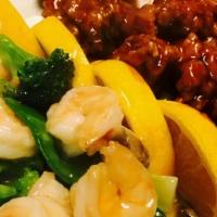 Cs17. Dragon & Phoenix · Jumbo shrimp with vegetable & general tso's chicken.