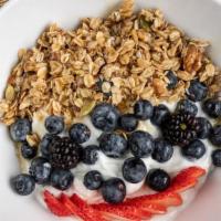 Yogurt & Granola · greek yogurt, local pecan almond granola, fresh berries, honey.