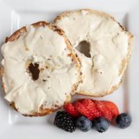 Bagel & Cream Cheese · Plain or Everything Bagel, toasted with Cream Cheese
