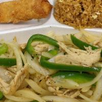 Cbo Black Pepper Chicken · Strips of  chicken breast stir fried with strips of onion and green pepper in black pepper s...