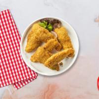 Chicken Tenders · Fresh chicken tenders fried until golden. Tossed in choice of sauce and served with your cho...