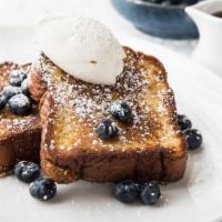 Creme Brulee French Toast · Blueberries, maple syrup (Available Saturday and Sunday AM ONLY til 3PM)