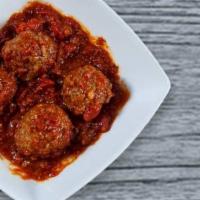 Meatballs · 4 meatballs with sauce.