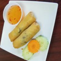 Veggie Rolls (2) · Without meat. Fried roll of glass noodle mixed with cabbage and carrots, served with sweet &...