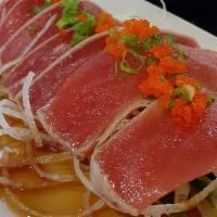 Tuna Tataki · Seared tuna in ponzu sauce.