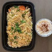 Vegetable Biryani & Raita · A simple flavored rice recipe made with long grain rice, choice of vegetables and fresh herbs