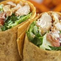 Chicken Blt Wrap · Sun-dried tomato tortilla, grilled chicken breast, applewood smoked bacon, romaine, tomato a...