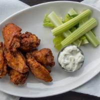 Fire Fried Wings Tg · Served with celery sticks and your choice of dipping sauce