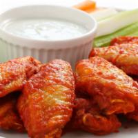 Jumbo Bone-In Wings · All Natural Fresh Jumbo Wings, lightly breaded fried to crispy perfection, smothered in your...