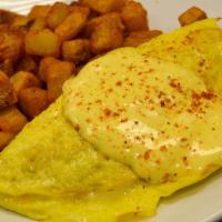 Chesapeake Omelet · Crabmeat, Swiss, old bay hollandaise, with breakfast potatoes.