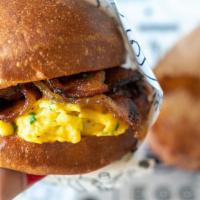 Breakfast Sandwich  · Fine Brioche bun, eggs, bacon, and cheese. Add toppings for an additional charge.