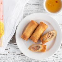 Egg-Roll With Ground Pork (3 Rolls /Order) · 60 Calories fried rolls, shallots, wood ear mushrooms, carrots, ground pork, served with swe...