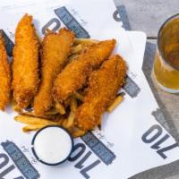 710 Chicken Tenders · Beer-battered chicken breast with fries and choice of two sauces: Buffalo, BBQ, honey mustar...