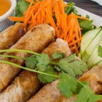 Vietnamese Egg Rolls (6) · Crispy, delicious Vietnamese style egg rolls with a pork filling. Served with a side of fish...