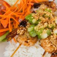 Honey Lemongrass Shrimp · With rice.