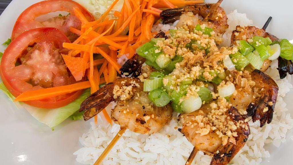 Honey Lemongrass Shrimp · With rice.