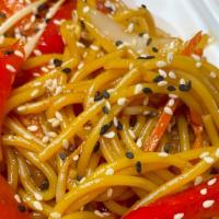 Lo Mein · Teriyaki sauce, carrots, bean sprouts, vidalia onions, and red bell peppers.