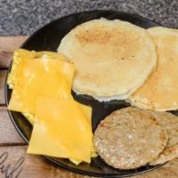 Pancake Platter · Pancake, two eggs and choice of meat.