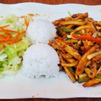 Hot & Spicy Chicken · Spicy marinated chicken grilled to perfection and stir-fried with vegetables.