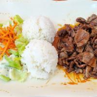 Teriyaki Beef · Thinly sliced tender beef grilled to perfection and served with our homemade teriyaki sauce.