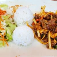 Hot & Spicy Beef · Thinly sliced spicy pork and grilled to perfection and stir-fried with vegetables.