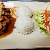 Chicken & Shrimp (4) · Marinated chicken and four pieces of shrimp grilled and served with our own homemade teriyak...