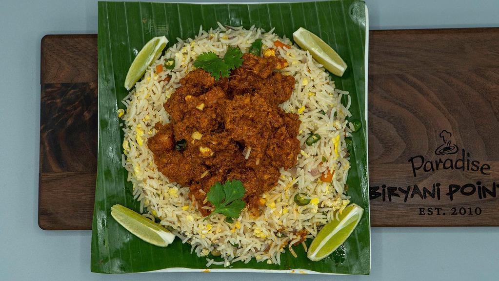 Bezawada Nonveg Fried Rice · Biryani Pointe special inspired from Andhra town Bezawada. Egg fried rice comes several flavors of Boneless chicken/Kheema/Gongura tossed in wok with our signature Biryani Masala Sauce.