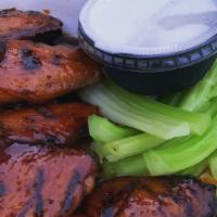 Chicken Wings · Smoked then grilled to perfection. Your choice of: Plain, Old Bay, Honey Sriracha, Teriyaki,...