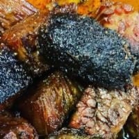 Burnt End Platter · Burnt end platter (approx. 8 oz), cornbread and choice of 2 sides