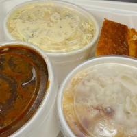 Sides Platter · Choice of 3 sides and cornbread.