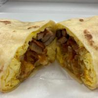 Meat Lover’S Burrito  · Sausage, ham, bacon, scrambled egg, cheddar cheese