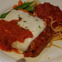 Eggplant Parmigiana · Another multilayered pasta, but using eggplant in place of meat.