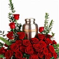 Forever In Our Hearts Cremation Tribute · Elegant red roses and delicate greenery are a breathtaking way to display and honor the crem...