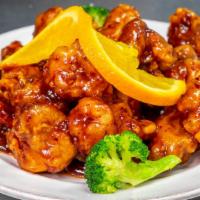 Orange Chicken · With Brown rice and 1 Egg Roll