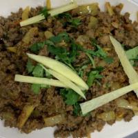 Beef Tawa Qeema · Minced Meat cooked with Ginger, Garlic, Onions, Tomatoes and Indian-subcontinent spices. Ord...