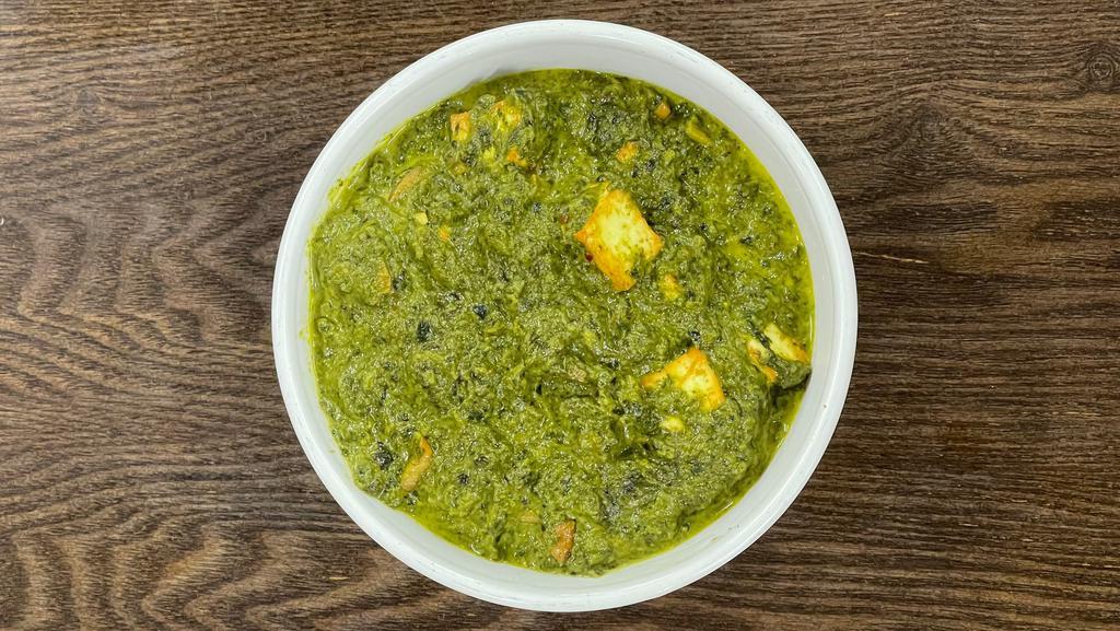 Palak Paneer (Spinach & Cheese) · Spinach leaves simmered in an onion-tomato gravy with Indian Style cheese(Paneer). Order Sides Separately.