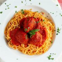 Spaghetti Della Mamma · Spaghetti with Squisito®   tomato sauce served with meatballs, meat sauce or sausage.