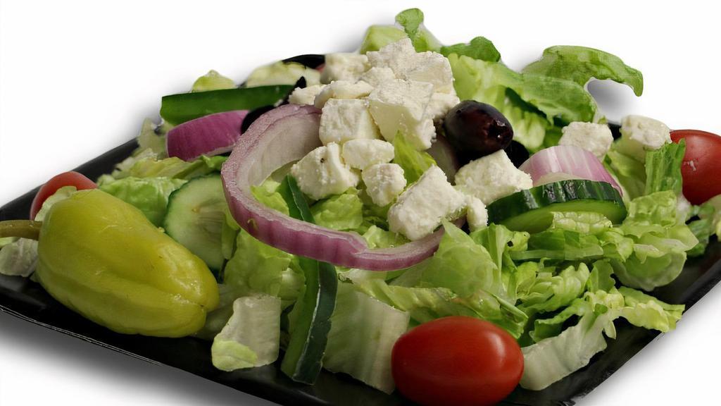 Greek Salad	 · Romaine lettuce, tomato, cucumber, onion, kalamata olives and feta cheese.