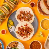 Vegan Chopped Bbq Tacos (2) · Urban cowboy vegan meat (BBQ), BBQ sauce, Pickles, Onions, served in a flour tortilla. Comes...