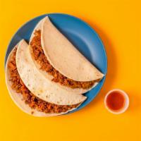 Vegan Chorizo & Bean Tacos (2) · Urban cowboy mushroom meat (Chorizo), re-fried pinto beans in a flour tortilla. Tacos only (...