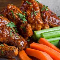 Sweet & Spicy Asian · R&B's Favorite! Thai Chili Glaze, Ranch Dressing, Carrots & Celery.  spicy