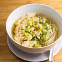 Chicken Noodle Soup · Choice of noodles in clear chicken broth with ground chicken, beansprouts, cabbage, scallion...