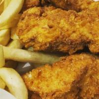 Chicken Tenders · Buttermilk soaked and made to order, served with fries.