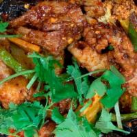 Beef Dry Pot · Very Spicy, Stir-Fried, Beef Flank, Lotus, Cauliflower, Potato, Bell Pepper, Onion, Green Be...